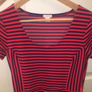 J-Crew classy navy and red stripped dress